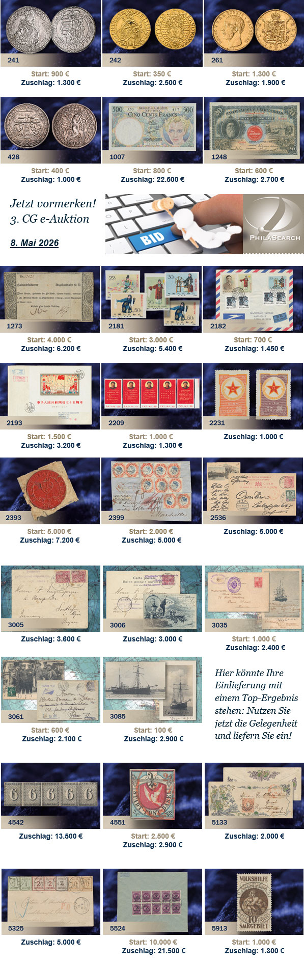 Ergebnisse 64. Auktion