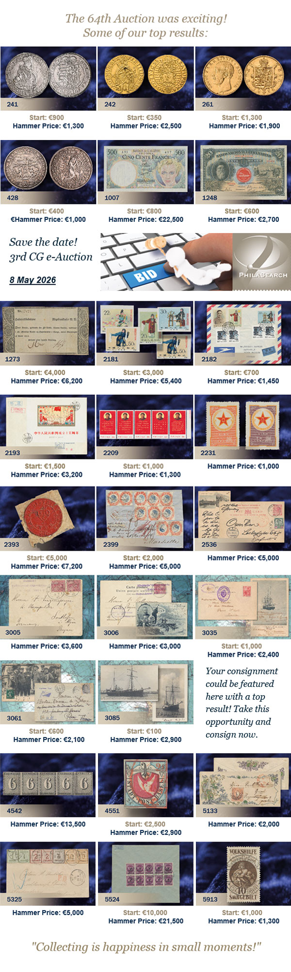 Results of the 64th auction